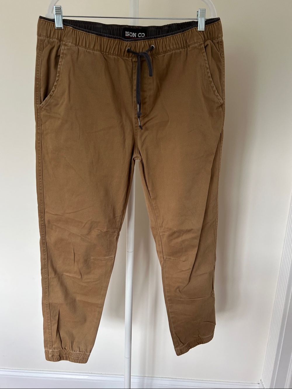 Leon Co Brown Drawstring Twill Jogger Pants